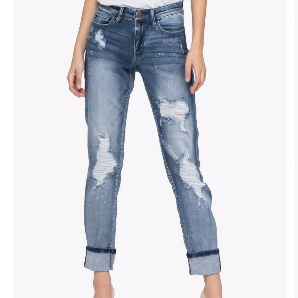 🙌HOST PICK🙌Judy Blue Bleached Distressed Boyfriend Jeans Size 15